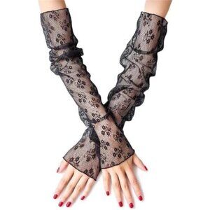 Women's Sexy Sheer Fingerless Gloves A-f-fingerless Mesh Gloves-black Small Flow